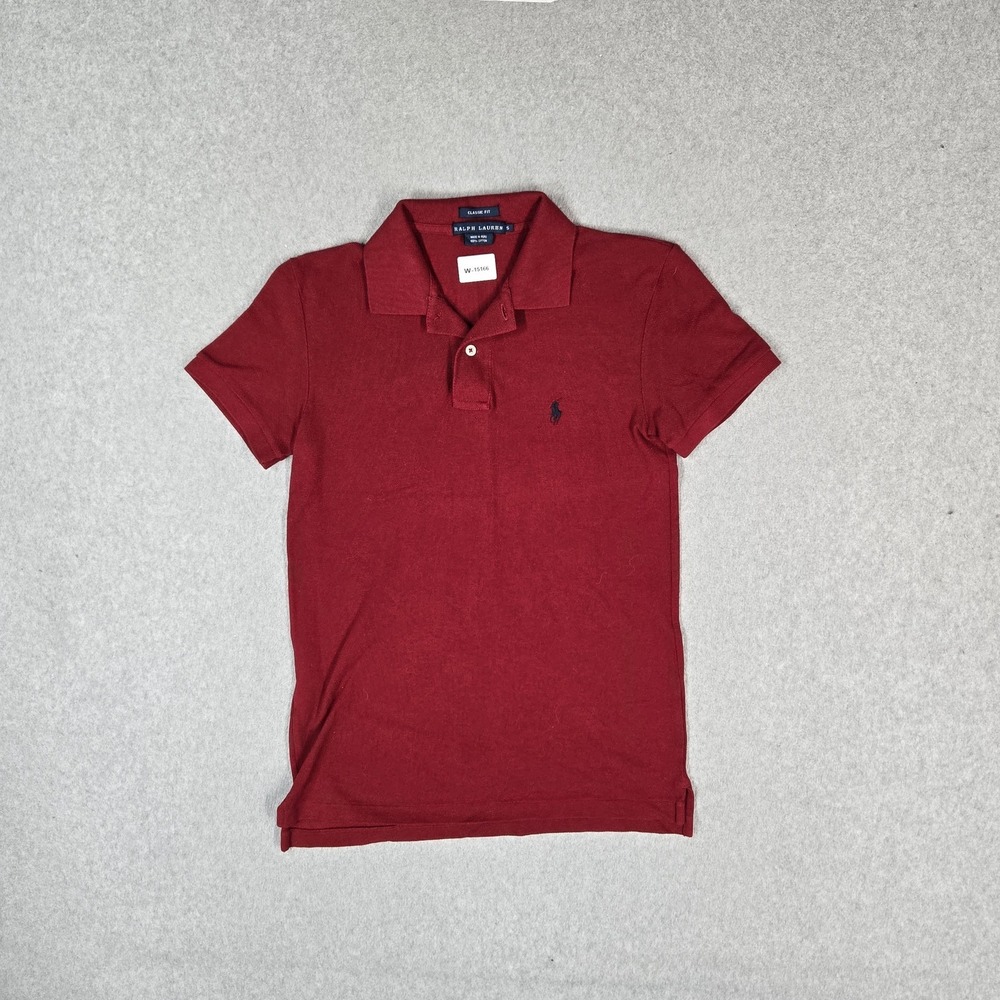 VINTAGE Ralph Lauren Men Polo‎ S Red Logo Embroidered Pony Classic Fit Pullover